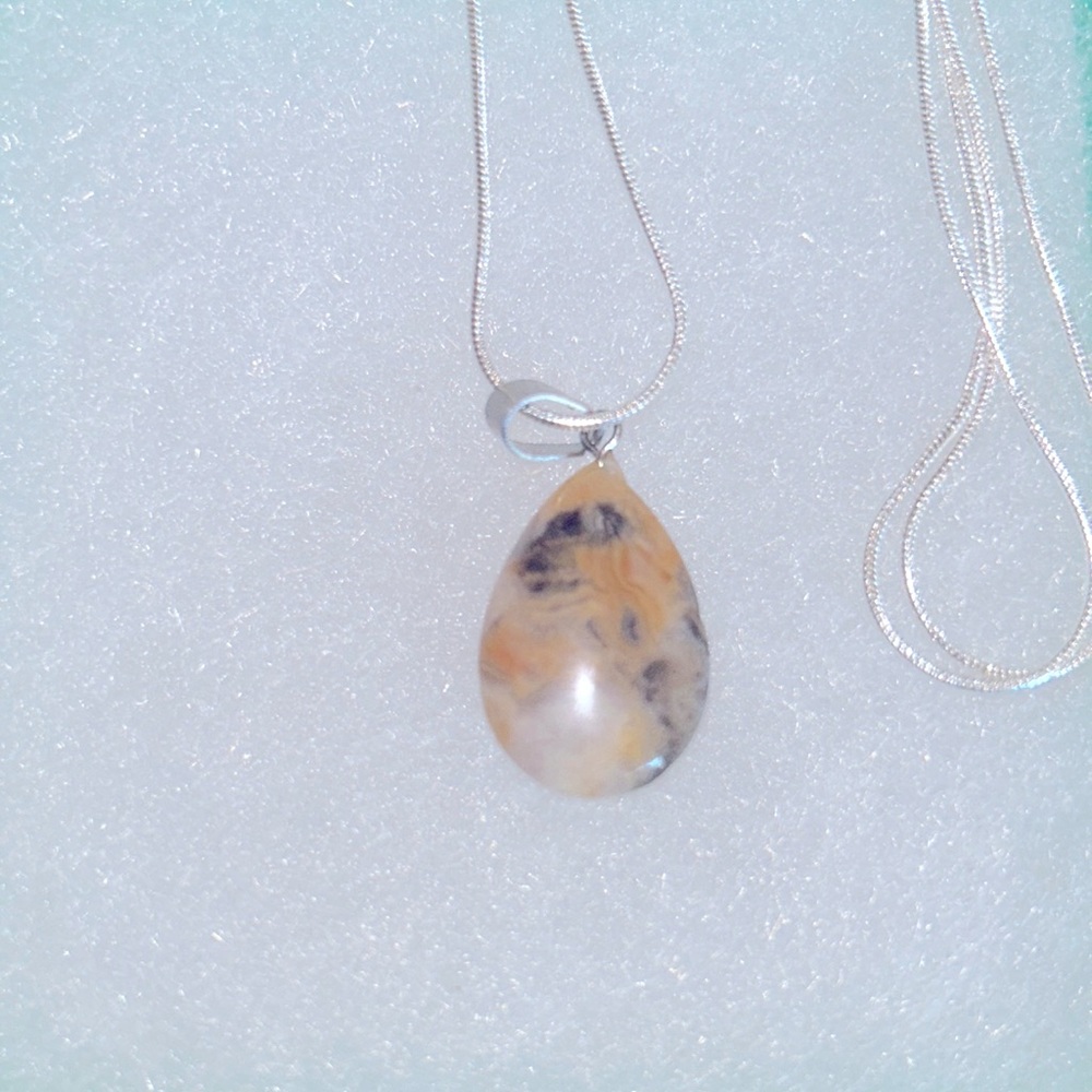 Boho hippie Agate Sterling Silver 18” Necklace